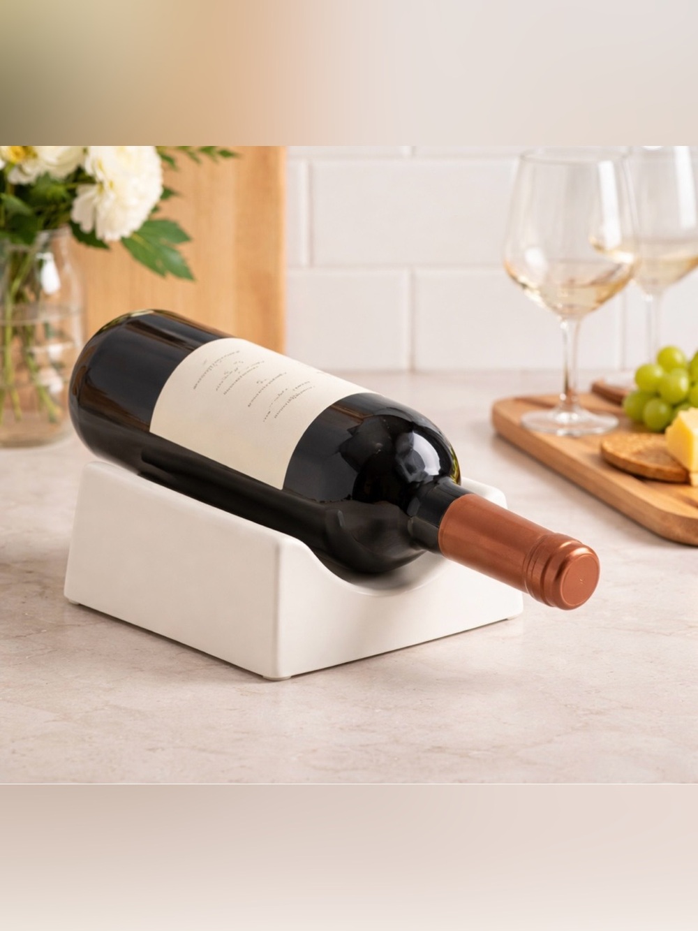 NWT The Lakeside Collection Countertop Ceramic Wine Bottle Holder
